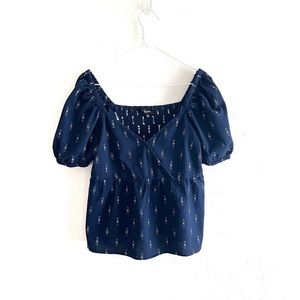 Madewell Jacquard Puff-Sleeve Empire Top